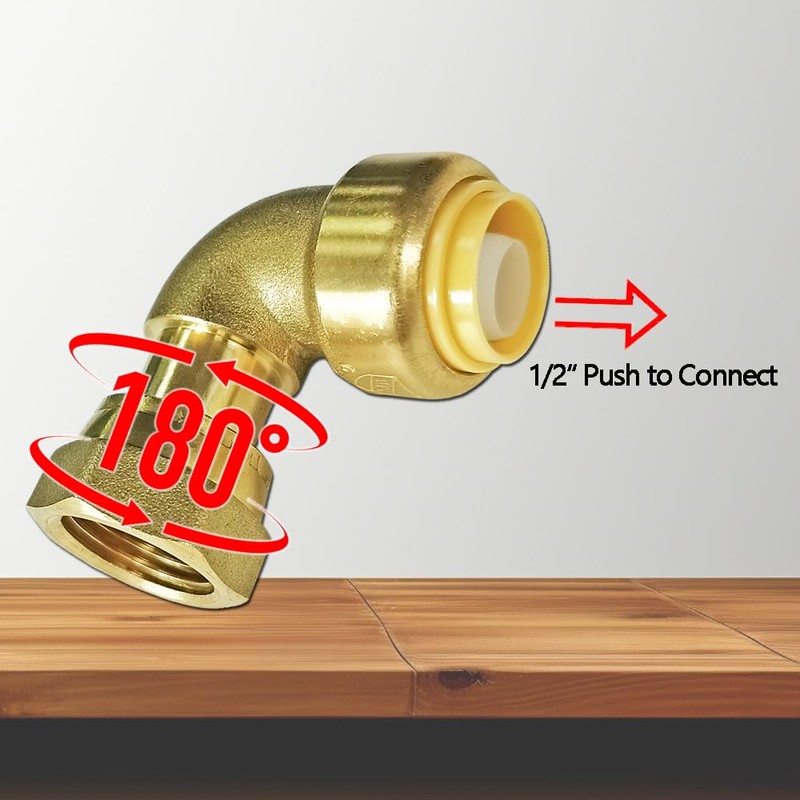 HQMPC Push Elbow Coupling with Union 1/2"X1/2" 2Pcs No Lead