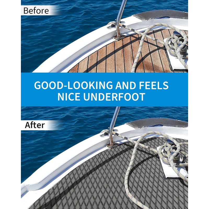 OCEANBROAD Self-Adhesive 96''x23.5'' Boat Flooring Non-Slip Diamond Pattern EVA Foam