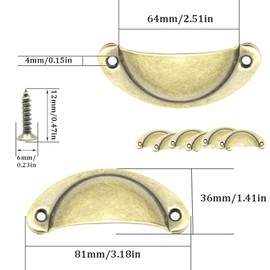 CEEYSEE Pack of 12 Shell Handles, Furniture Handles, 81 x 35 mm, Antique Vintage Cabinet Handles with Screws for Kitchen, Cabinet, Wardrobe, Drawer (KLSQ/Bronze)