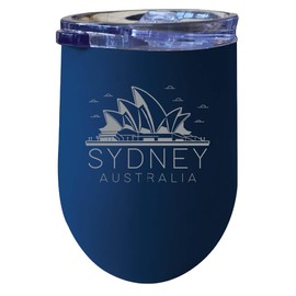 R and R Imports Sydney Australia Souvenir 12 oz Engraved Insulated Wine Stainless Steel Tumbler Navy Single Unit
