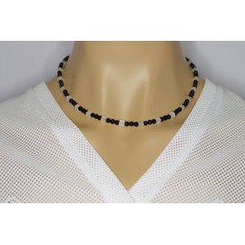 Onyx Jewellery (Necklace) Onyx Necklace with Quartz Crystal Clasp 925 Sterling Silver Model Number 7049, Gemstone, Onyx