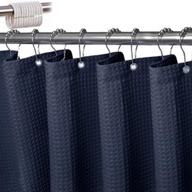 MCSWSEE Cortina de Ducha para Baño, Cortina de Ducha con 12 Ganchos 180x180cm Impermeable, Cortina de Baño de Tela Waffle, Cortina de Baño para Bañera