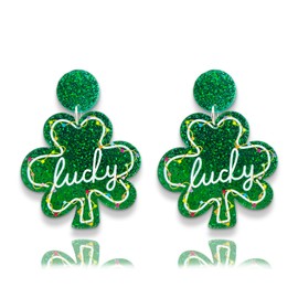 St Patricks Day Stud Earrings for Women Boots Rainbow Bow Clover Earrings Shamrock Earrings St Patricks Day Accessories Irish Festival Jewelry (A-Green)
