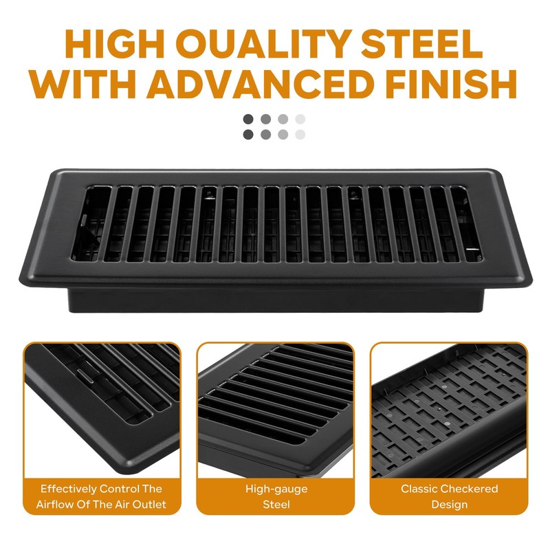 Floor Vent Covers, 6x10 Floor Register, Heavy Duty Steel Walkable