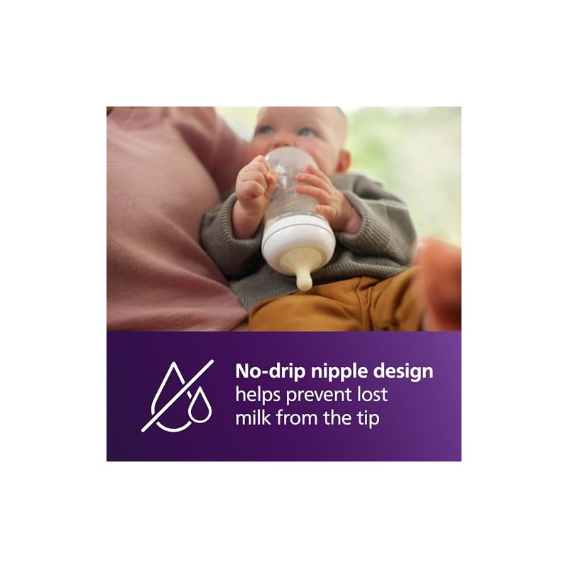 Philips Avent Biberón Natural Response con válvula anticólicos│9oz/260 ml│Flujo 3