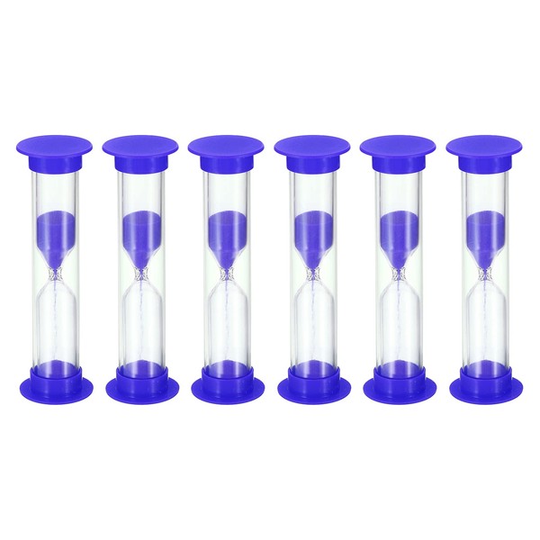 PATIKIL 6 Pcs 1 Minute Hourglass, Small Hourglass, Plastic Cover Second Hour Clock for Game Kitchen Party Favors DIY Decoration Blue