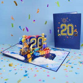 Magic Ants 20th Anniversary Pop Up Card, Birthday Card, 20th Wedding Anniversary Card, 3D Greeting Card, 20th Birthday Card, Congratulations Card
