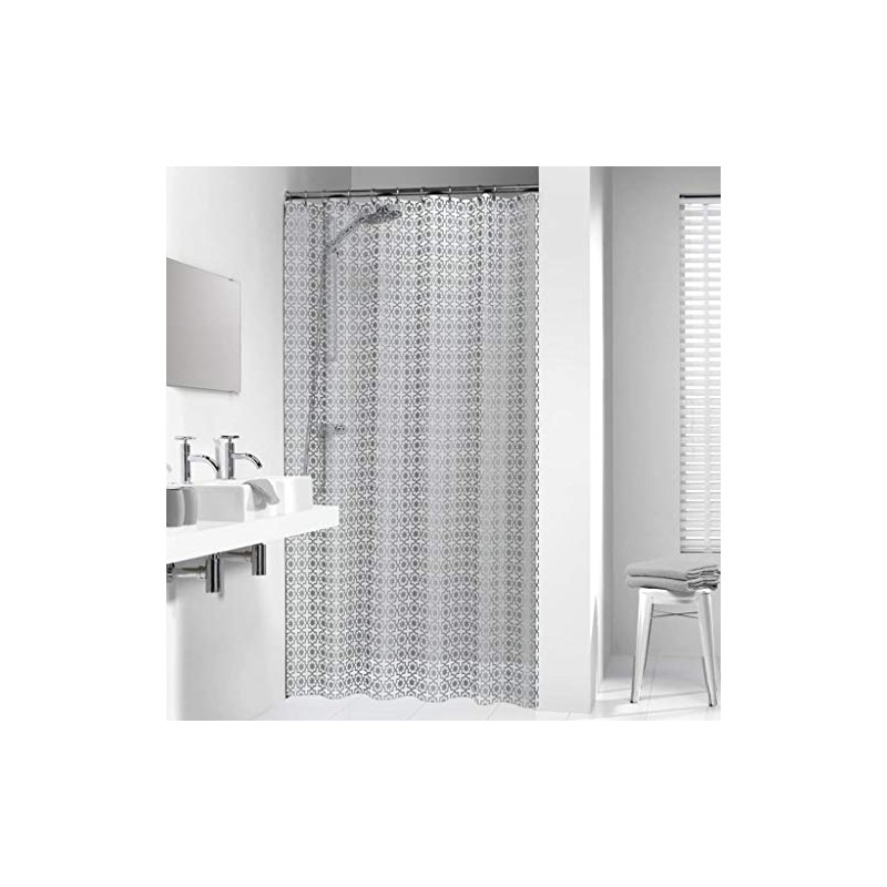Sealskin Hammam Shower Curtain, PEVA, Silver, 180 x 200 cm