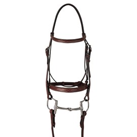 Huntley Equestrian Classic Fancy Stitched Hunter Bridle with Reins - Handcrafted Noseband Brow Band & Reins Durable Italian Leather - Medium Pony