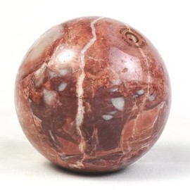 Khan Imports Decorative Pink Marble Sphere, Stone Sphere Ball Decor - Large, 4 Inch with Flat Base