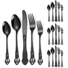 A · HOUSEWARE Black Silverware Royal Flatware Set for 4