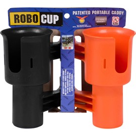 ROBOCUP, (Orange & Black), Best Cup Holder for Drinks, Fishing Rod/Pole, Boat, Beach Chair, Golf Cart, Wheelchair, Walker, Drum Sticks, Microphone Stand