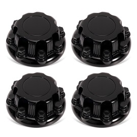 LEAPTREND 4pcs Chrome Wheel Center Caps (Glossy Black 8 Lugs, Fit for 1998-2013 Chevy Silverado Avalanche Suburban&GMC Sierra Yukon 1500 2500 3500 16" Rim Hub Cover, Replace 15039489