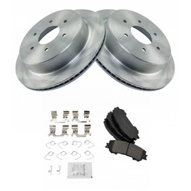 TRQ Rear Brake Pad & Rotor Kit Brake Pads Brake Rotor Ceramic Compatible with 2017-2019 Nissan Titan