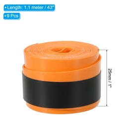 PATIKIL 43.3" Tennis Racket Grip Tape, 9 Pack Overgrip Stretchy Non-Slip Absorb Sweat for Badminton Fishing Rod, Orange