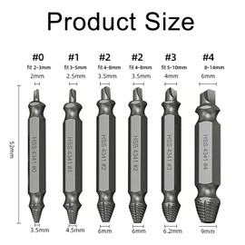 zoerbufan 6-Piece Professional Screw Extractor Set, Left Extractor, Screw Removal Tool, Screw Remover, Left Drill Made of HSS 4341 for Removing Damaged Screws and Nuts