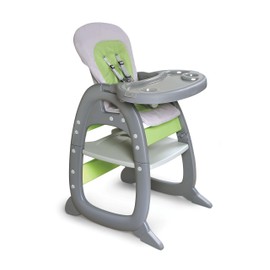 Badger Basket Envee II Convertible Baby High Chair with Infant Feeding Seat, Booster Seat, and Toddler Desk with Chair - Gray/Green