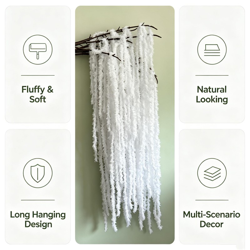 4 PCS White Artificial Yarn Amaranthus for Decor