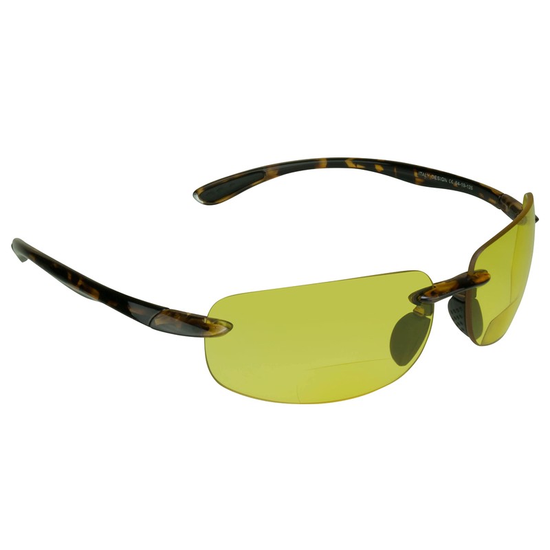 proSPORT BIFOCAL Reader Glasses Yellow Lens +2.00 Tortoise Temples Night