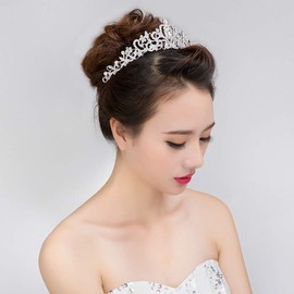 Bmirth Princess Wedding Crowns Silver Queen Crystal Crowns and Tiaras Baroque Rhinestone Tiaras for Bride and Bridesmaid Decorative Headpieces Hair Accessories for Women Girls