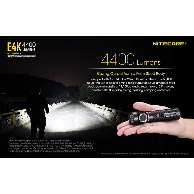 NITECORE E4K Next generat Compact EDC Flashlight -4400 Lumens -