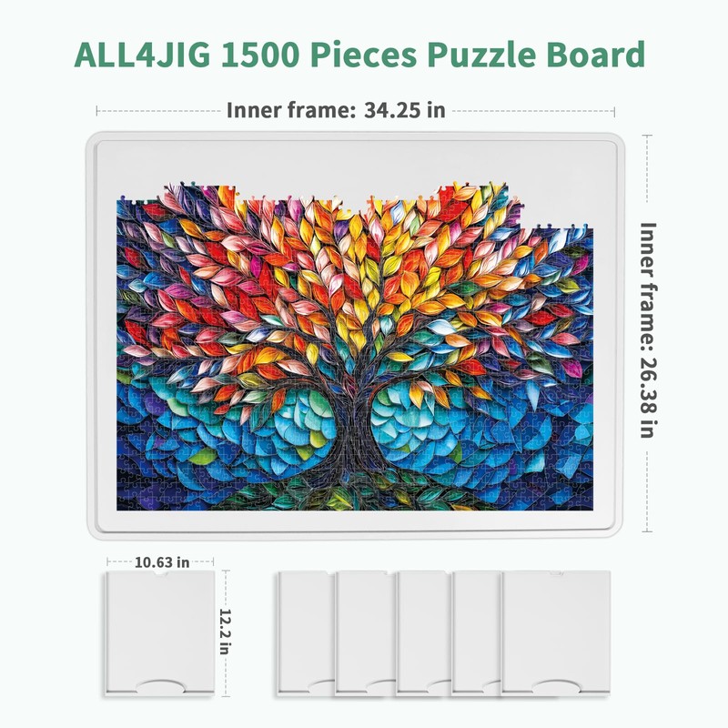 ALL4JIG 1500 Pieces Lightweight Rotating Plastic Puzzle Board with 6