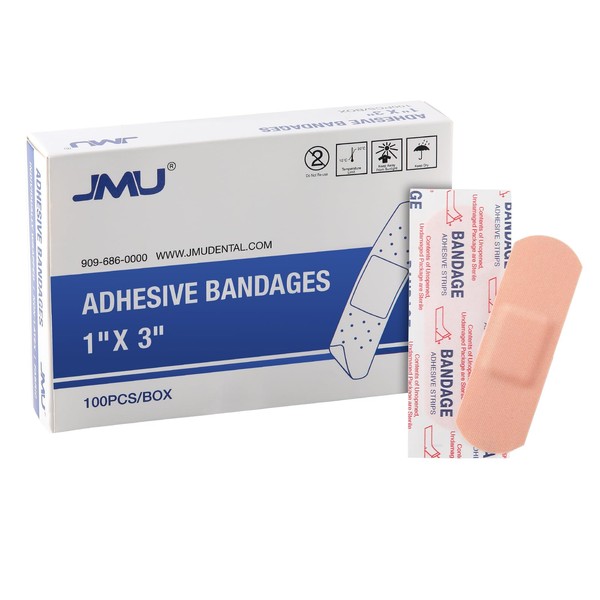 JMU Sterile Fabric Adhesive Bandage Strips 1x3 Inch Individually Wrapped