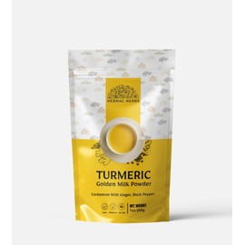 Turmeric Golden Milk Powder - 200g, Blend of Turmeric, Black Pepper, Ginger, Cardamom, and Cane Sugar By Hebhac Herbals