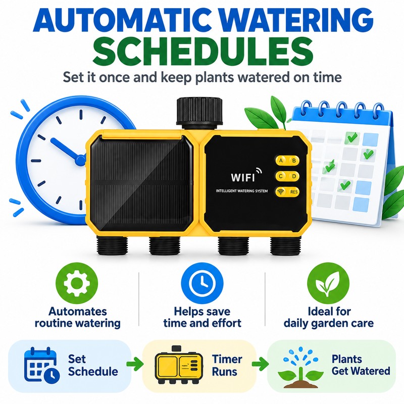Solar WiFi Irrigation Timer for Garden Watering – 2-Outlet Smart