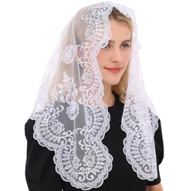 Spanish Mantilla White Women's Church Head Covering Veil Latin Catholic Mass Chapel Veil (White)