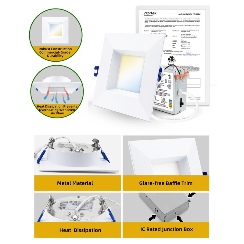 Adetu 4 Inch Anti-Glare LED Downlight,Dimmable Ceiling Light with 5CCT