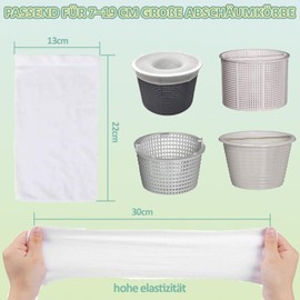 YongSral Pool Skimmer Socks, Pack of 30 Swimming Pool Skimmer Socks, Skimmer Filter Net, Reusable, Skimmer Basket Net, Swimming Pool Skimmer Filter Sieve Net for Removes Slags, Leaves (White)