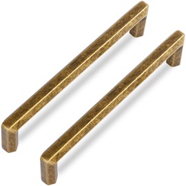 Vicycmc Antique Brass zinc Alloy Solid Cabinet pulls,6 Pack Vintage Brass 5 Inch （128mm） Hole Center Cabinet Handles for Drawer,Cupboard, Wardrobe,Dresser