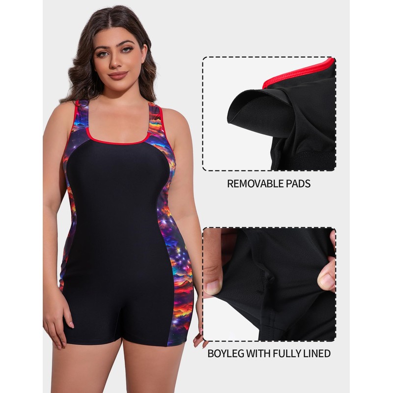 beautyin Scoop Boyleg Bathing Suit for Women Sporty Plus Size