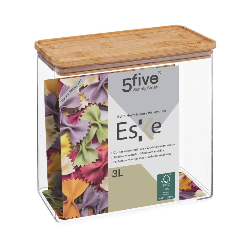 Storage container rectangular bamboo lid "eske" 3 l 5 five