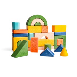 Tiger Tribe Rattle & Stack Blocks (24 Piece Deluxe Pack) - 2-in-1 Baby Shaker & Building Blocks, Made From Eco Bio Plastic, Stacking Toys, Building Blocks For 1+ Year Old