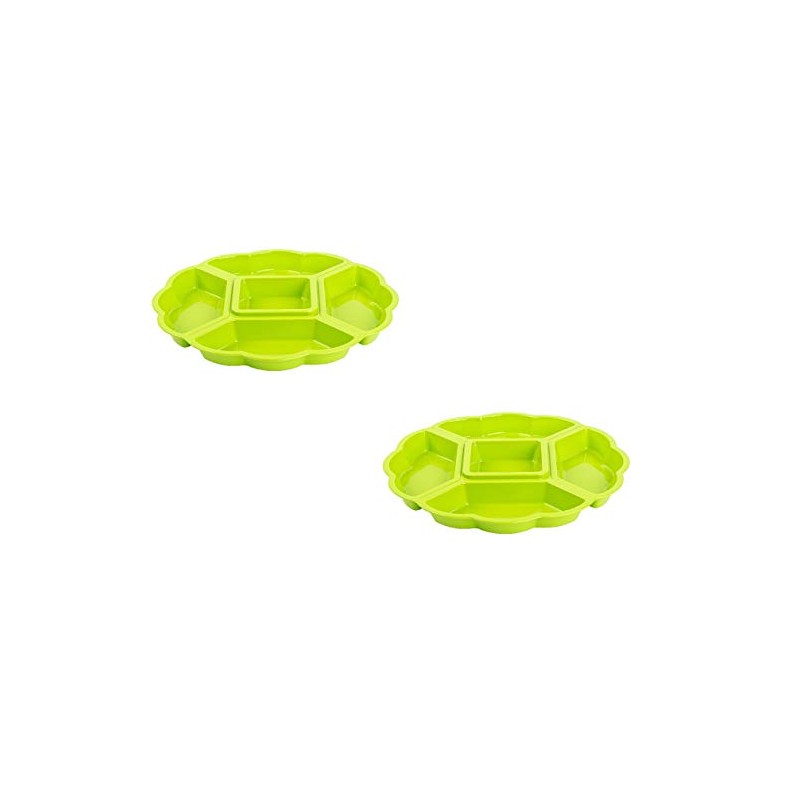 Gariella 2 x Serving Plates, Snack Bowls, Plastic, Appetizer Divider,