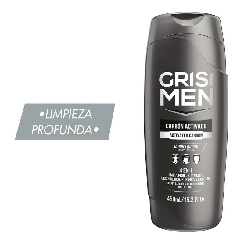 Jabón Líquido Corporal Grisi Men Carbón Activado 450ml