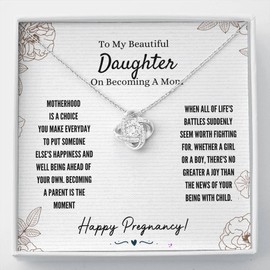 Tek Weh Gift for Daughter on Becoming A Mom - Love Knot Necklace, Congratulation Gift, Mother Daughter, New Mom Gift, Mom to Be Gift, Gift Ideas Standard Box