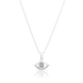 TILO JEWELRY Sterling Silver Cubic Zirconia Evil Eye Protection Pendant Necklace (16)