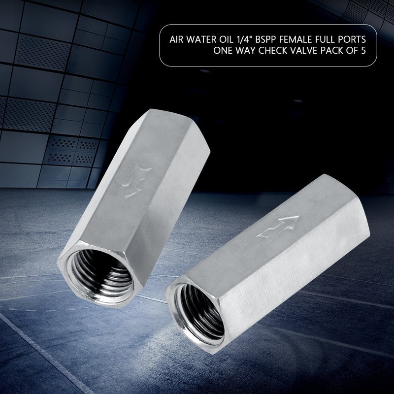 5pcs 1/4" Female Threaded Full Port One Way Air Check