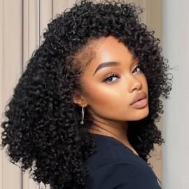 【3 IN 1 HALF WIG】MoreFace Wear Go Half Wig Kinky Curly With Drawstring Invisible Hairline Glueless Human Hair Wigs 3 IN 1 Half Wig Beginner Friendly:_20