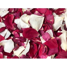 Red and White 200 Freeze Dried Preserved Rose Petals Romantic Wedding Day 8 Cups+ Free 12 Tossing Cones
