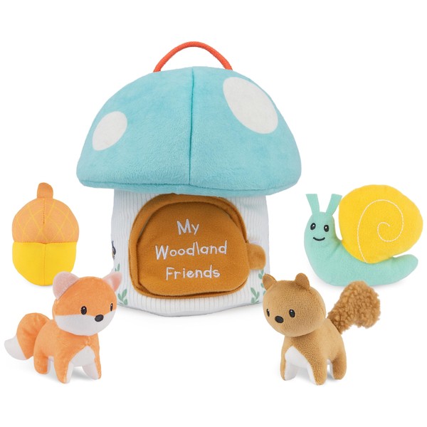 GUND Baby Play Soft My Woodland Friends 5-Piece Plush Playset with Rattle, Squeaker & Crinkle Plush Toys, Sensory Toy for Babies & Newborns, 7.5”