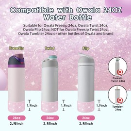 BKBY Protective Glitter Silicone Boot Compatible with Owala 24oz 32oz 40oz, Bling Cup Sleeve Bottom Bumper Cover Compatible with Owala FreeSip, Twist, or Flip Stainless Steel Water Bottles