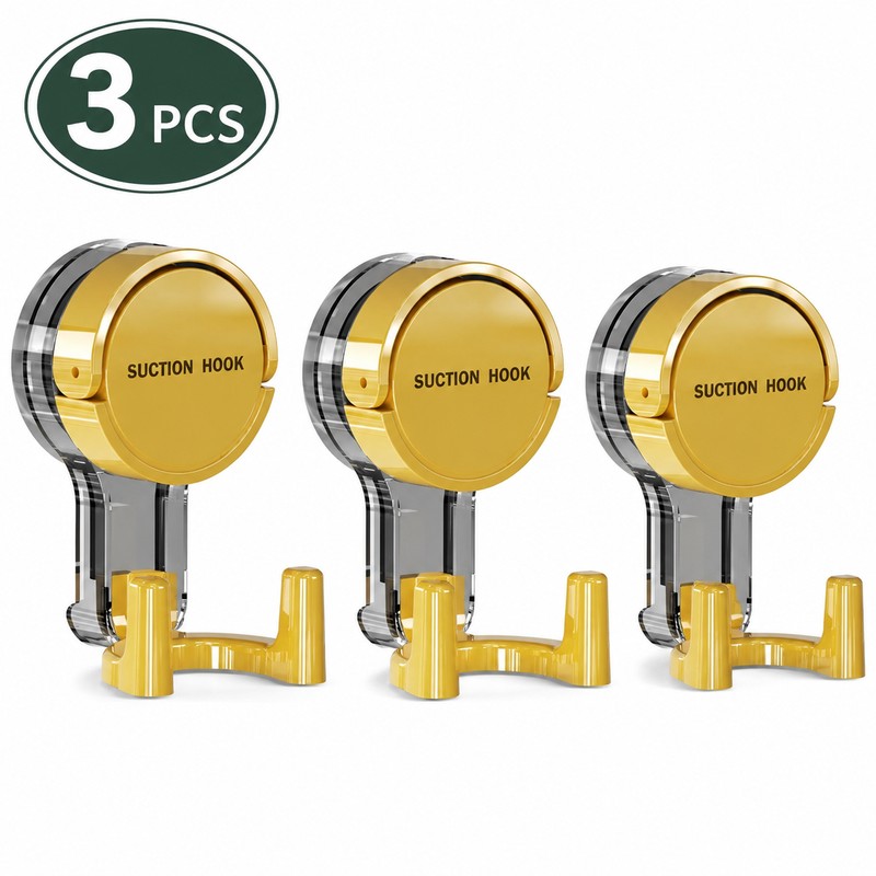 3 Pcs Suction Cup Hooks for Bathroom & Kitchen Storage