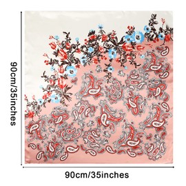 35” Large Square Satin Head Scarf - 3Pcs Satin Hair Scarves Silk Bandana Scarf Beach Headscarf Silk Feeling Scarf for Women Girls (Cashew(beige/Pink/Blue))
