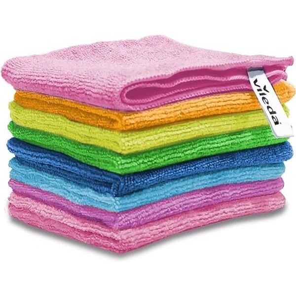 Vileda Microfibre Colors, Panni in Microfibra, Lavabili in Lavatrice, Riutilizzabili,
