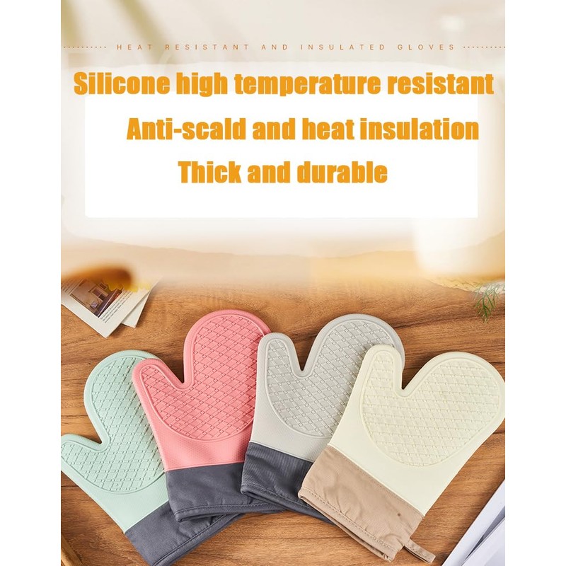 Star Elm Heat Resistant Silicone Oven Mitts, 500°F Non-Slip Mitts