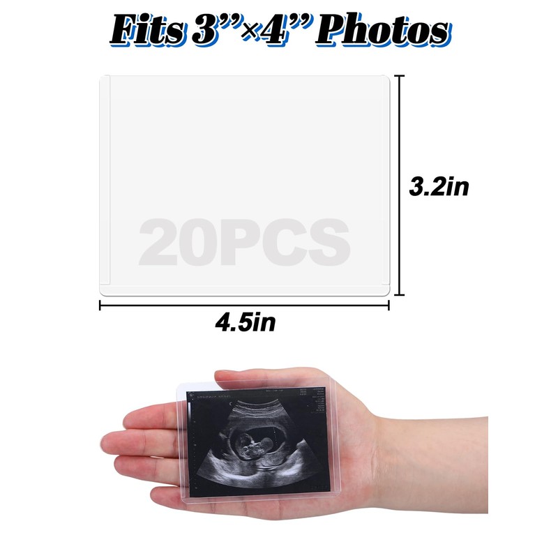 Easy-Slide Photocard Sleeves Photo Protector for 3x4in Ultrasound Pictures